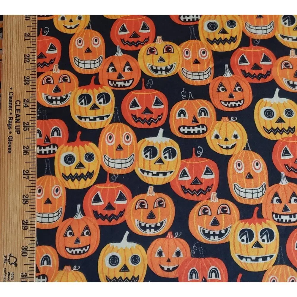 RARE Alexander Henry Jack O Lantern Jr Halloween Fabric 2 Yards 2014 Pumpkins